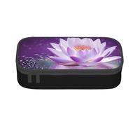 Dfekgoklpf Stylish Lotus Flower Purple Printed Zipper Pencil Case Large Capacity Multi-Functional Organizer Cosmetic Bag Portable Pen Pouch for Organizing Pencils Makeup