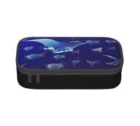 Dfekgoklpf Stylish Manta Ray and Fish Printed Zipper Pencil Case Large Capacity Multi-Functional Organizer Cosmetic Bag Portable Pen Pouch for Organizing Pencils Makeup