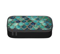 Dfekgoklpf Stylish Mermaid Fish Scale Print Printed Zipper Pencil Case Large Capacity Multi-Functional Organizer Cosmetic Bag Portable Pen Pouch for Organizing Pencils Makeup