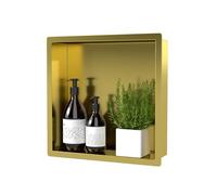 DFENG Shower Niche 304 Stainless Steel,30 x 30cm Recessed Shower Shelf,Niche Wall Insert, Single Shelf Bathroom Storage Niche for Shampoo, shower gel, soap, toiletries