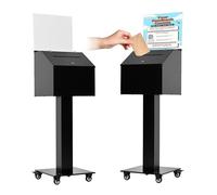 DFENG Suggestion Box with Stand,Offering Box for Church,Large Heavy Duty Metal Floor Standing Donation Box with Key and Wheels for Church Home Office Voting Collection