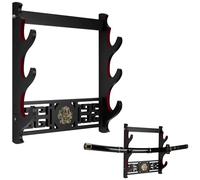 DFENG Sword Wall Mount,3 Tier Sword Holder Display Stand Padded Classical Red Velvet Samurai Sword Holder for Katana Wakizashi and Standard Swords Dragon Pattern (Wall Mount)