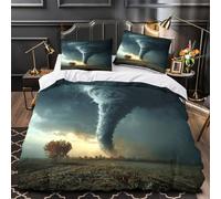 DFENILROP 3D Design Printed 3-Piece Bedding Set Bedroom Decor Zipper Ultra Soft Tornado Storm Quilt Cover Breathable All Season for Boys,Teenagers,Kids dramatic Weather Duvet Cover Single（135x200cm）