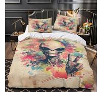 DFENILROP 3D Design Printed 3PCs Bedding Set Room Decor Hidden Zipper Super Alien Skull Comforter Cover Washable Easy Care for Teens,Women,Kids Psychedelic Quilt Cover Single（135x200cm）