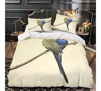 DFENILROP 3D Printed 3-Piece Bedding Set Room Decor Ultra Budgie Birds Quilt Cover Breathable Wrinkle-Resistant for Teens,Boys,Children Nature Wildlife Duvet Cover Double（200x200cm）