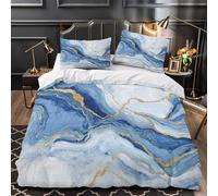 DFENILROP 3D Printed 3PCs Bedding Set Bedroom Decor Zipper Closure Super Blue Marble Quilt Cover Machine Washable Easy Care for Kids,Teens,Adults Modern Abstract Duvet Cover Double（200x200cm）