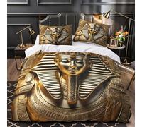 DFENILROP 3D Printed 3PCs Bedding Set Home Decor Extra AncientPharaoh Duvet Cover Hypoallergenic Machine Washable for Children,Youth,Women Egyptian Comforter Cover Double（200x200cm）