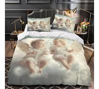 DFENILROP 3D Printed 3PCs Bedding Set Home Decor Hidden Zipper Super Angel Babies Duvet Cover Durable Easy Care for Adults,Youth,Children heavenly Cloud Comforter Cover Double（200x200cm）