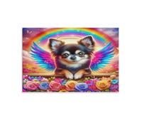 DFENILROP Angel Chihuahua Wall Painting, Colourful Wings Poster Artwork on Corridor | Giclée Picture Canvas Printing, Elegant Home Decor for Bedroom And Living Room, Gift 12x18inch(30x45cm)