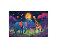 DFENILROP Animal World Wall Painting, Cartoon Poster Artwork on Corridor | Giclée Picture Canvas Printing, Beautiful Home Decor for Bedroom And Living Room, Gift 20x30inch(50x75cm)