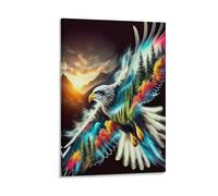 DFENILROP Bald Eagle Wall Painting, Grand Bird Poster Artwork on Hallway | Giclée Picture Canvas Printing, Minimalist Home Decor for Living Room Bathroom, Gift 12x18inch(30x45cm)