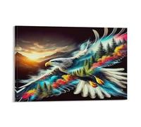DFENILROP Bald Eagle Wall Painting, Grand Bird Poster Artwork on Hallway | Giclée Picture Canvas Printing, Premium Home Decor for Bedroom And Office, Gift 20x30inch(50x75cm)