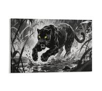 DFENILROP Black Panther Wall Painting, Wild Animal Poster Artwork on Hallway | Giclée Picture Canvas Printing, Beautiful Home Decor for Bedroom and Living Room, Gift 16x24inch(40x60cm)