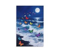 DFENILROP Butterfly Wall Painting, Sea Poster Artwork on Corridor | Giclée Picture Canvas Printing, Classic Home Decor for Bedroom And Living Room, Gift 12x18inch(30x45cm)