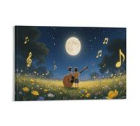 DFENILROP Children with Guitar Wall Painting, Enchanted Music Scene Poster Artwork on Corridor | Giclée Picture Canvas Printing, Special Home Decor for Living Room Bathroom, Gift 20x30inch(50x75cm)