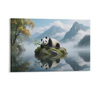DFENILROP Chinese Panda Wall Painting, Animal Landscape Poster Artwork on Hallway | Giclée Picture Canvas Printing, Beautiful Home Decor for Bedroom and Office, Gift 20x30inch(50x75cm)