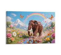 DFENILROP Chocolate Elephant Wall Painting, Candyland Rainbow Poster Artwork on Hallway | Giclée Picture Canvas Printing, Beautiful Home Decor for Bedroom and Living Room, Gift 16x24inch(40x60cm)
