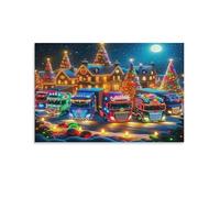 DFENILROP Christmas Light-Up Trucks Wall Painting, Colorful Holiday Poster Artwork on Corridor | Gi Picture Canvas Printing, Elegant Home Decor for Bedroom And Office, Gift 20x30inch(50x75cm)