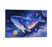 DFENILROP Cosmic Whale Wall Painting, Galactic Starry Poster Artwork on Corridor | Giclée Picture Canvas Printing, Modern Home Decor for Living Room Bathroom, Gift 08x12inch(20x30cm)