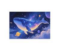 DFENILROP Cosmic Whale Wall Painting, Galactic Starry Poster Artwork on Corridor | Giclée Picture Canvas Printing, Premium Home Decor for Living Room Bathroom, Gift 16x24inch(40x60cm)