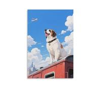 DFENILROP Dog Wall Painting, Cartoon Anime Poster Artwork on Hallway | Giclée Picture Canvas Printing, Beautiful Home Decor for Bedroom And Living Room, Gift 08x12inch(20x30cm)