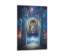 DFENILROP Epic Lion Wall Painting, Ancient Portal Poster Artwork on Corridor | Giclée Picture Canvas Printing, Premium Home Decor for Bedroom And Living Room, Gift 12x18inch(30x45cm)