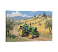 DFENILROP Farm Tractor Countryside Wall Painting, Rural Landscape Poster Artwork on Corridor | Giclée Picture Canvas Printing, Special Home Decor for Living Room Bathroom, Gift 16x24inch(40x60cm)