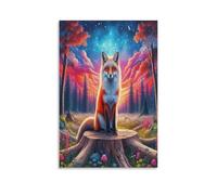 DFENILROP Ginger Fox Wall Painting, Mystical Animal Poster Artwork on Corridor | Giclée Picture Canvas Printing, Beautiful Home Decor for Living Room Bathroom, Gift 20x30inch(50x75cm)