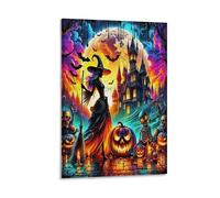 DFENILROP Halloween-Castle Wall Painting, Haunted House Poster Artwork on Corridor | Giclée Picture Canvas Printing, Special Home Decor for Bedroom and Office, Gift 08x12inch(20x30cm)