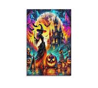 DFENILROP Halloween-Castle Wall Painting, Haunted House Poster Artwork on Hallway | Giclée Picture Canvas Printing, Modern Home Decor for Bedroom and Office, Gift 12x18inch(30x45cm)