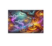 DFENILROP Halloween Ghosts Wall Painting, Jack-o'-Lanterns Poster Artwork on Hallway | Giclée Picture Canvas Printing, Minimalist Home Decor for Living Room Bathroom, Gift 20x30inch(50x75cm)