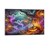 DFENILROP Halloween Ghosts Wall Painting, Jack-o'-Lanterns Poster Artwork on Hallway | Giclée Picture Canvas Printing, Special Home Decor for Living Room Bathroom, Gift 20x30inch(50x75cm)