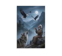 DFENILROP Humans And Beasts Wall Painting, Nature Poster Artwork on Hallway | Giclée Picture Canvas Printing, Classic Home Decor for Living Room Bathroom, Gift 24x36inch(60x90cm)