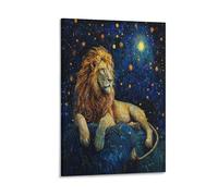 DFENILROP Lion Wall Painting, Starry Sky Poster Artwork on Hallway | Giclée Picture Canvas Printing, Beautiful Home Decor for Bedroom And Living Room, Gift 20x30inch(50x75cm)