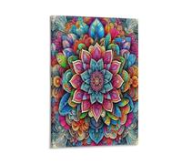 DFENILROP Mandala Flower Wall Painting, Complex Symmetric Poster Artwork on Hallway | Giclée Picture Canvas Printing, Beautiful Home Decor for Living Room Bathroom, Gift 20x30inch(50x75cm)