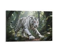 DFENILROP Mechanical White Tiger Wall Painting, Forest Animal Poster Artwork on Corridor | Giclée Picture Canvas Printing, Beautiful Home Decor for Bedroom And Living Room, Gift 08x12inch(20x30cm)