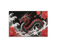 DFENILROP Mythical Black Dragon Wall Painting, Sacred Poster Artwork on Corridor | Giclée Picture Canvas Printing, Modern Home Decor for Bedroom And Office, Gift 20x30inch(50x75cm)