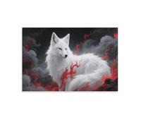 DFENILROP Mythical White Fox Wall Painting, Fantasy Animal Poster Artwork on Corridor | Giclée Picture Canvas Printing, Elegant Home Decor for Living Room Bathroom, Gift 20x30inch(50x75cm)