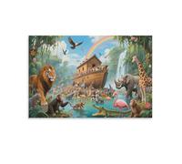 DFENILROP Noah's Ark Animal Wall Painting, Enlightenment Education Poster Artwork on Corridor | Giclée Picture Canvas Printing, Beautiful Home Decor for Living Room Bathroom, Gift 16x24inch(40x60cm)