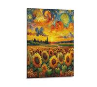 DFENILROP Rural Silhouettes Wall Painting, Van Gogh-esque Poster Artwork on Hallway | Giclée Picture Canvas Printing, Beautiful Home Decor for Bedroom and Living Room, Gift 08x12inch(20x30cm)