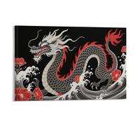 DFENILROP Sacred Black Dragon Wall Painting, Mythical Poster Artwork on Corridor | Giclée Picture Canvas Printing, Elegant Home Decor for Bedroom And Office, Gift 12x18inch(30x45cm)