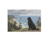 DFENILROP Scenery with Dog Wall Painting, Animal Poster Artwork on Hallway | Giclée Picture Canvas Printing, Unique Home Decor for Bedroom And Living Room, Gift 16x24inch(40x60cm)