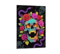 DFENILROP Skull And Snake Wall Painting, Terror Poster Artwork on Hallway | Giclée Picture Canvas Printing, Elegant Home Decor for Bedroom And Living Room, Gift 08x12inch(20x30cm)
