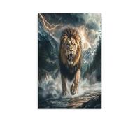 DFENILROP Storm Lion Wall Painting, Animal Poster Artwork on Hallway | Giclée Picture Canvas Printing, Beautiful Home Decor for Bedroom And Living Room, Gift 24x36inch(60x90cm)