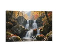 DFENILROP Stream Wall Painting, Forest Scenery Poster Artwork on Hallway | Giclée Picture Canvas Printing, Unique Home Decor for Bedroom And Office, Gift 20x30inch(50x75cm)