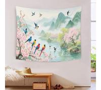 DFENILROP Tapestry 3D Printed Chinese Landscape, Soft Polyester High-Definition Designer Nature Bird Wall Hanging, Washable Wall Decor for Bedroom & Living Room, Unique Gift 100cmx150cm