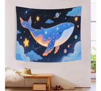 DFENILROP Tapestry 3D Printed Cosmic Whale, Soft Polyester High-Definition Artistic Night Sky Tablecloth, Multi-Purpose Wall Decor for Bedroom & Living Room, Unique Gift 130cmx150cm