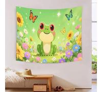 DFENILROP Tapestry 3D Printed Frog in Flower, Soft Polyester High-Definition Artistic Cute Cartoon Blanket, Multi-Purpose Wall Decor for Bedroom & Living Room, Modern Gift 70cmx100cm