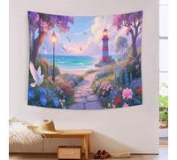 DFENILROP Tapestry 3D Printed Lighthouse, Soft Polyester High-Definition Artistic Seaside Scenery Blanket, Multi-Purpose Wall Decor for Study & Office, Premium Gift 150cmx200cm