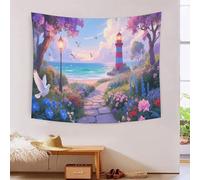DFENILROP Tapestry 3D Printed Lighthouse, Soft Polyester High-Definition Artistic Seaside Scenery Blanket, Washable Wall Decor for Bedroom & Living Room, Unique Gift 180cmx230cm